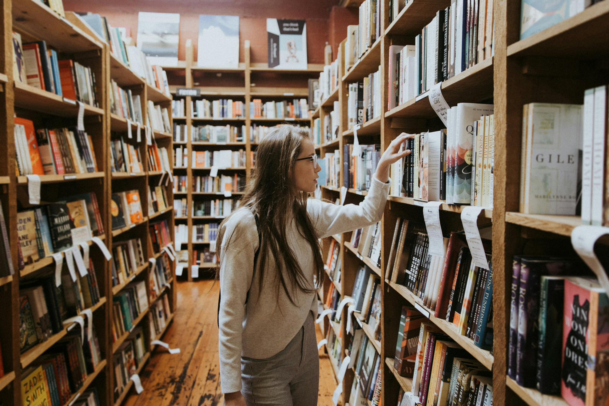 University student at the library