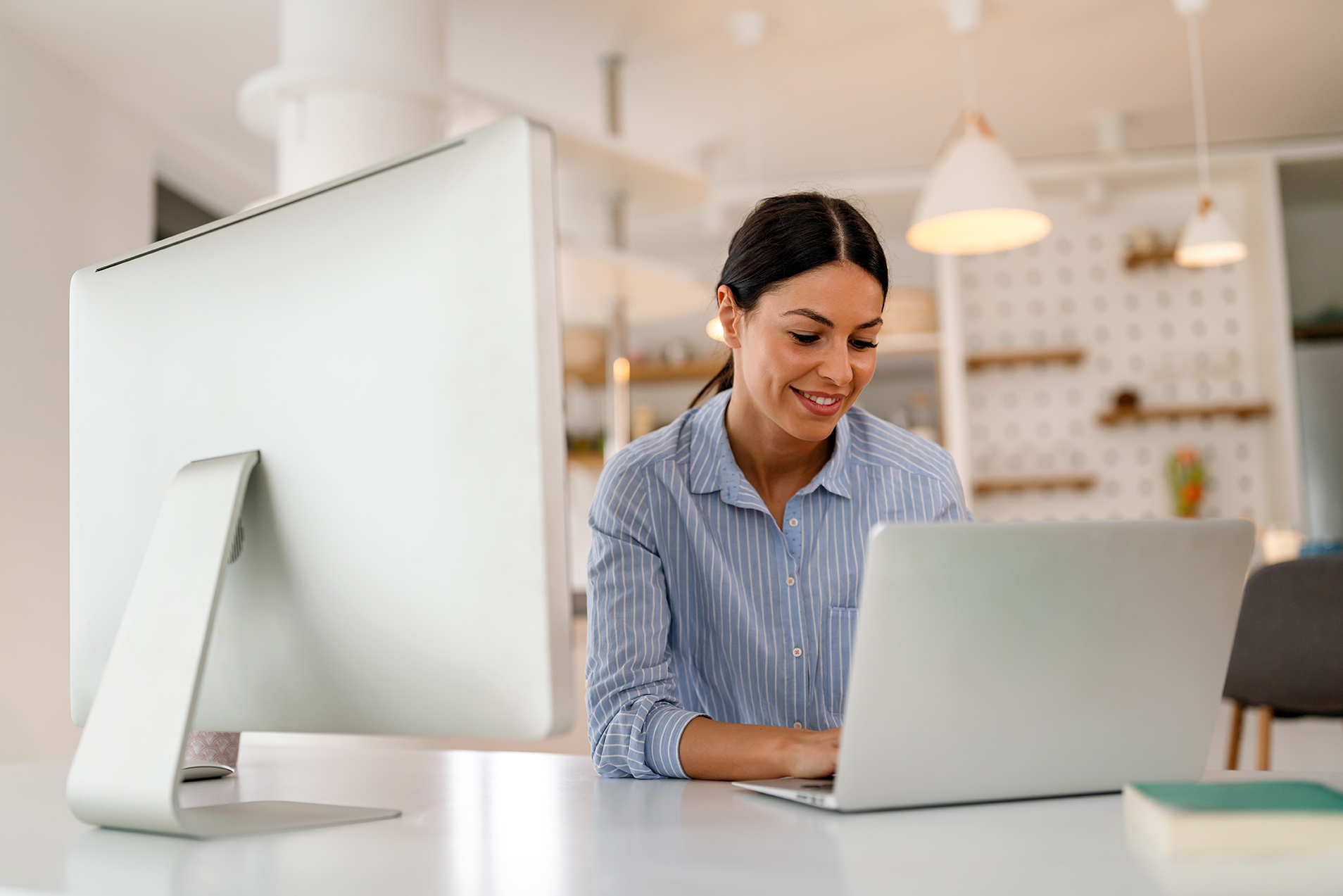 Successful positive caucasian business woman, executive, recruitment, product manager work from home